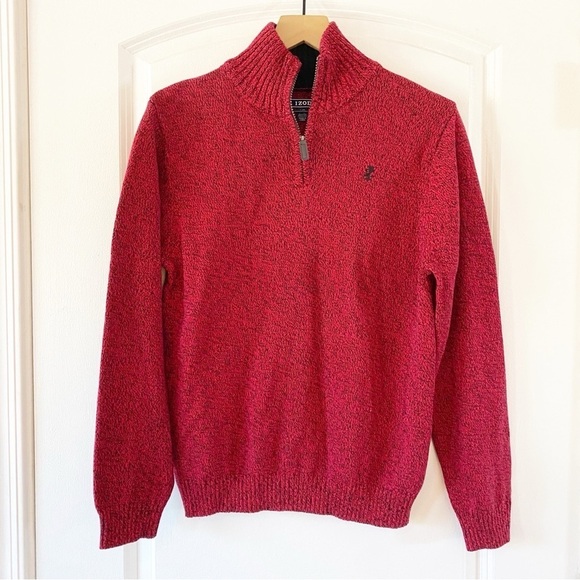 IZOD Boy’s Red Quarter Zip Dressy Sweater NEW - Picture 1 of 8